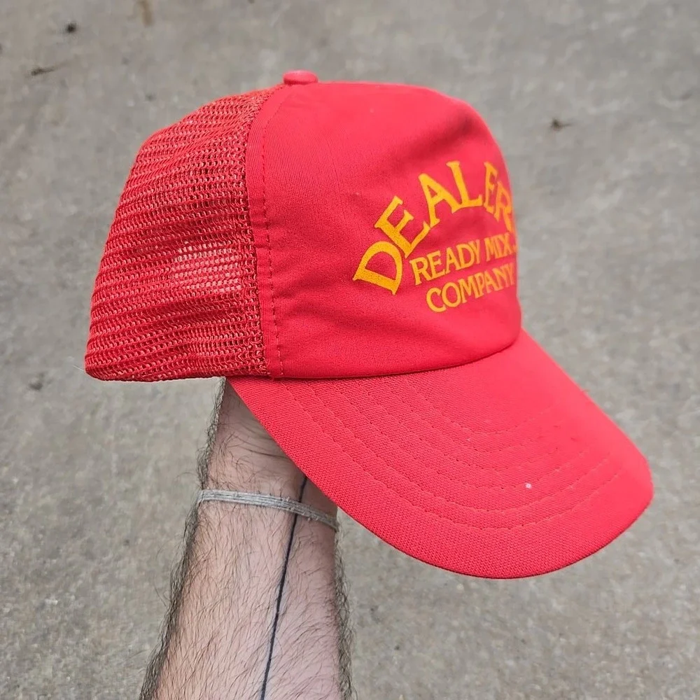 VTG Dealers Ready Mix Kansas City MO Red Trucker Hat Snapback Construction 1980s